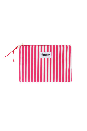 Flache Make-up-Bag "gldSTRIPES" in pink/weiß