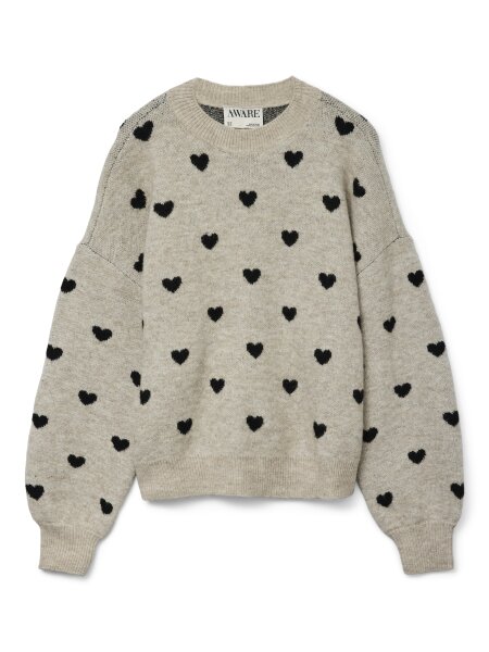Strickpullover &quot;gldHEART&quot; mit schwarzen Herzen