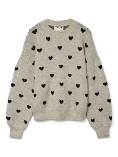 Strickpullover &quot;gldHEART&quot; mit schwarzen Herzen