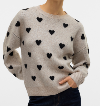 Strickpullover &quot;gldHEART&quot; mit schwarzen Herzen