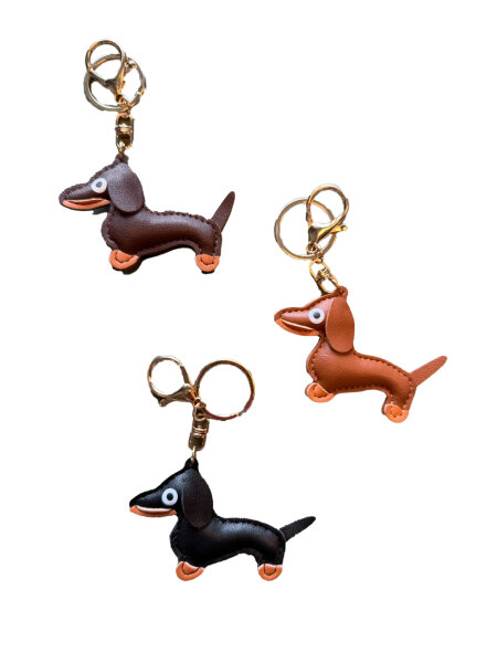 Dackel-Schl&uuml;sselanh&auml;nger &quot;gldSAUSAGE&quot; in drei Varianten