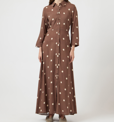 Langes gepunktetes Kleid "gldSAVANNA" in braun
