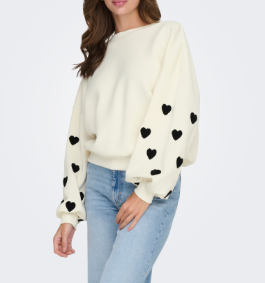 Pullover &quot;gldMACY&quot; in beige mit F&uuml;hlherzen