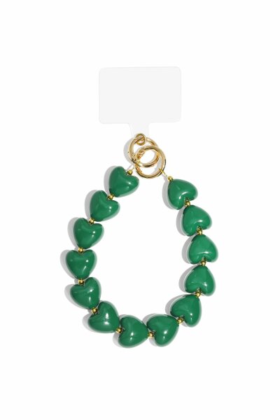 Handyanh&auml;nger &quot;gldLINDA&quot; mit gr&uuml;nen Herzen