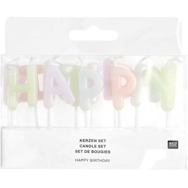 Happy Birthday Kerzen "gldJENNI" in pastellfarben