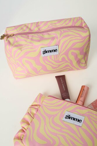 Gemusterte Makeup-Bag "gldLOLA" in gelb/rosa