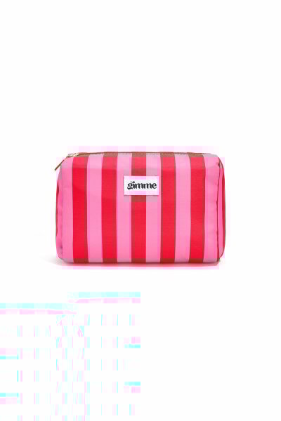 Make-up-Bag "gldSTRIPES" in rosa/rot mit breiten Streifen