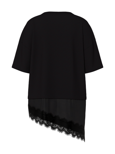 Langes Shirt "gldHELGAE" mit Spitze in Black