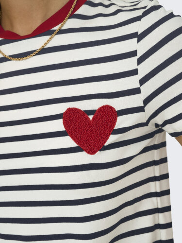 Gestreiftes T-Shirt "gldHEART" mit Eco-Viscose
